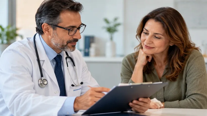 Physician reviewing a care plan with a patient — listening before recommending