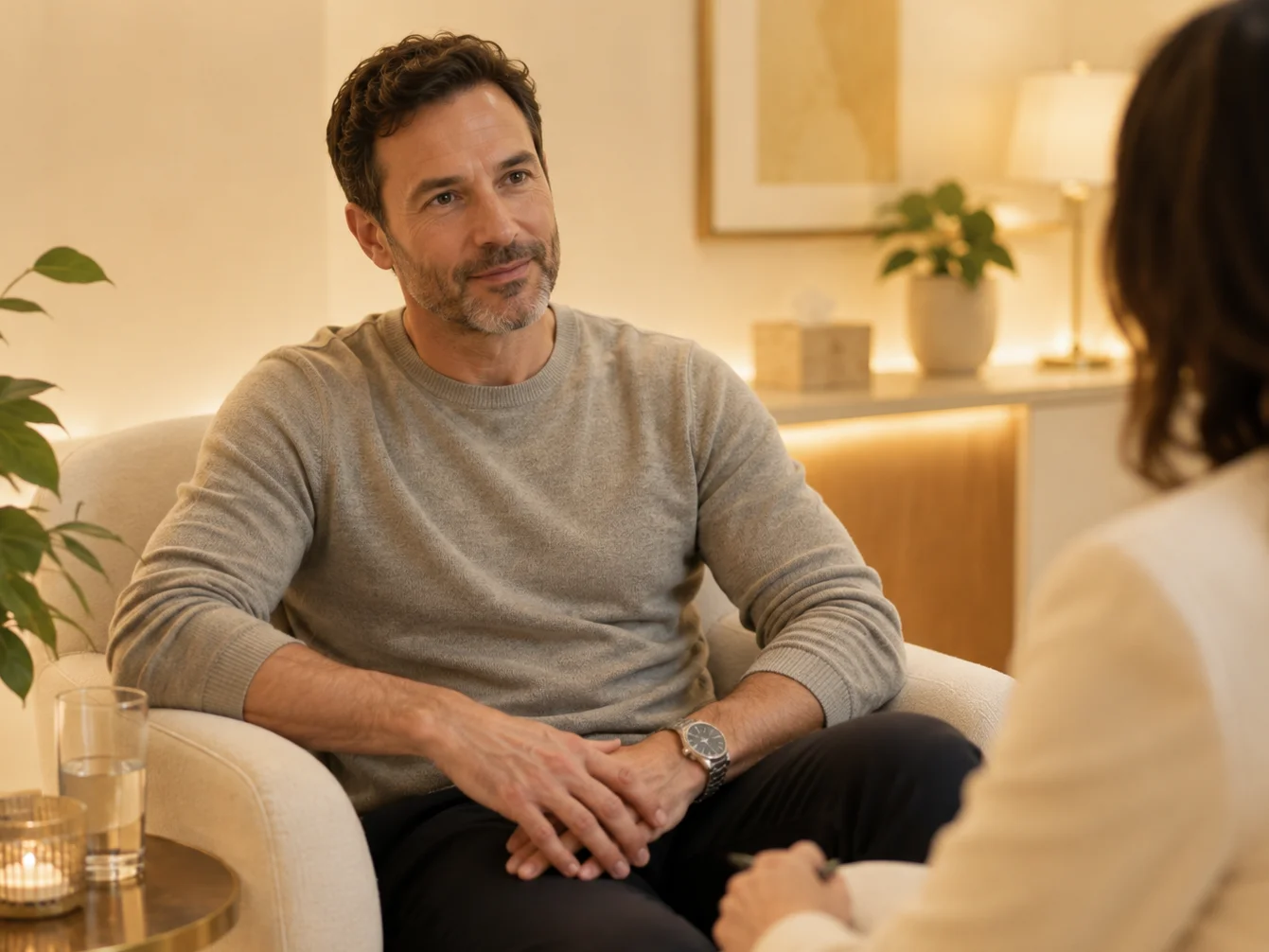 Man in a calm consultation at ARC Wellness